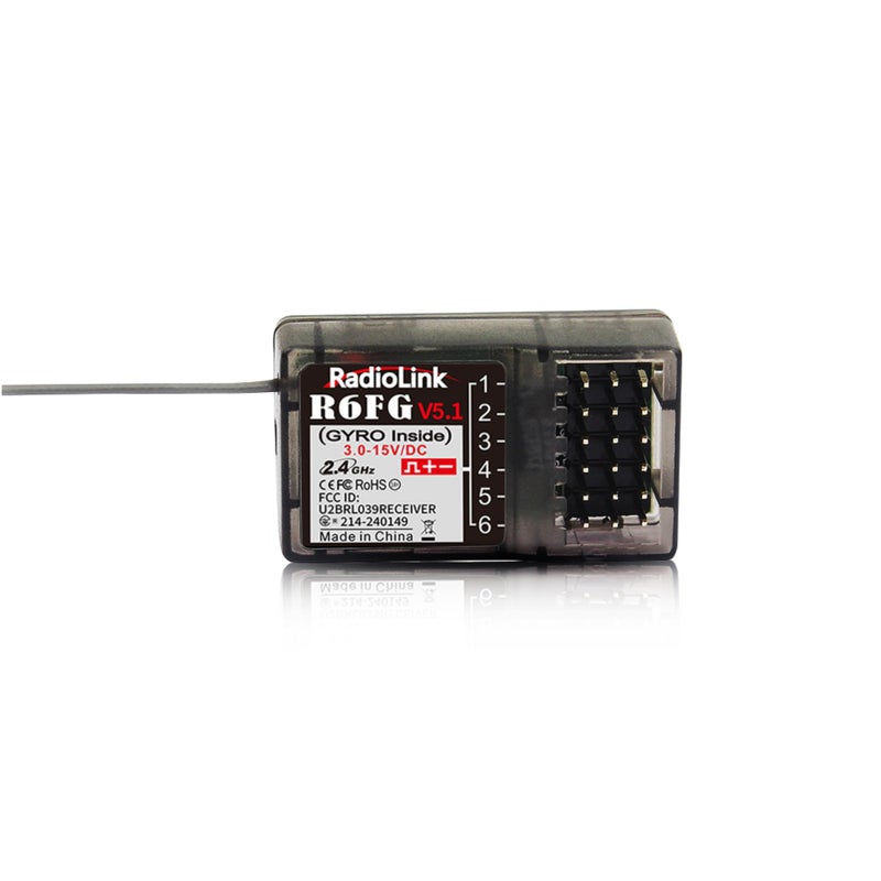 Radiolink R6FG 6 Channels 2.4GHz RC Receiver with Gyro, Surface Long Range Control RX for Vehicle Drifting/Crawler/Truck/Boat Works with Radio Controller RC4GS V3/RC6GS V3/RC8X/T8FB/T8S/T12D/T16D - Image 1